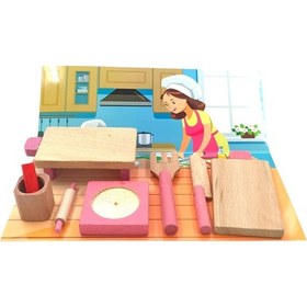 Resim Masalsı Mutfak Maceraları: Ahşap Minyatür Oyuncak Merdaneli - Masalı Set 