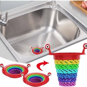 Resim Kastore Mutfak - Banyo Lavabo Filtresi Süzgeci Gökkuşağı Kademeli Drenaj Deliği Atık Filtresi 