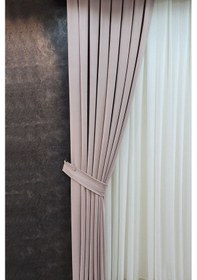 Resim Mosso Fon Perde Düz Renk Pudra Pembe 