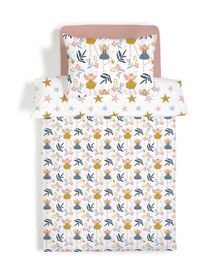 Resim Evmila Minik Peri Kızlar Desenli Nevresim Takımı - 160x220cm Nevresim +50x70cm Yastık Kılıfı+100x200cm Çarşaf 