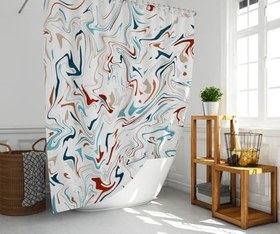 Resim Banyo Perdesi 1x180x200 Tek Kanat Duş Perdesi Halka Hediyeli Duşakabin Perdesi Multicolored 