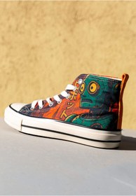 Resim Dogo Kadın Vegan Çok Renkli High Sneakers - Robotto Tasarım 