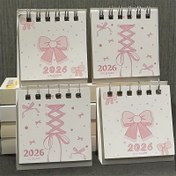 Resim 2026 Pembe Kurdeleli Masaüstü Takvimi - Kızlar İçin Şık Mini Dekor 