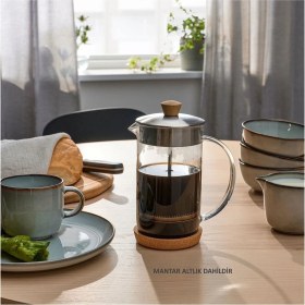 Resim PremiumPort Paslanmaz Çelik, Cam ve Bambu French Press, 1 Litre, Kolay Kullanım 