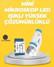 Resim Taşınabilir Led Işıklı Cep Mikroskop 80x 200x Büyütme 