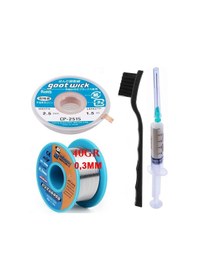 Resim Flux Lehim Toplama,lehim Emme Teli 2,5mm Ve Lehim Teli Soldering Mechanic 40gr 0,3mm 4in1 Arada St02 