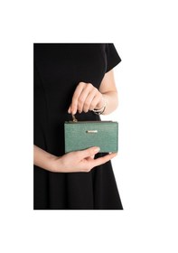 Resim Adelina Bags Kadın Simli Görünümlü Kağıt Bozuk Para Ve Kart Bölmeli Yeşil Cüzdan Mint 