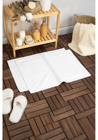 Resim Leoline %100 Pamuk Premium 2'li Ayak Havlusu - Beyaz Beyaz 