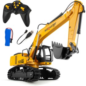 Resim 1:24 Ölçekli Uzaktan Kumandalı Ekskavatör Oyuncak, 9 Kanallı Uzaktan Kumanda, USB Şarj Edilebilir, Yanıp Sönen Işıklar, Dayanıklı Plastik Yapı, Erkek ve Kız Çocuklar İçin İdeal, İnşaat Oyuncağı, Eğlenceli Tasarım, Sağlam Yapı 