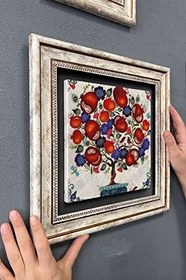Resim Oscar Stone Decor Çerçeveli Tablo Taş Duvar Dekoru 30 X 30 Cm Nar Ağacı/Bereket Temsili 