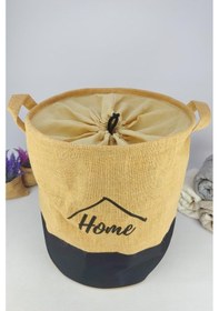 Resim Digithome Hasır Büzgülü Kirli Çamaşır Sepeti Yuvarlak Siyah - Cly-j1014 