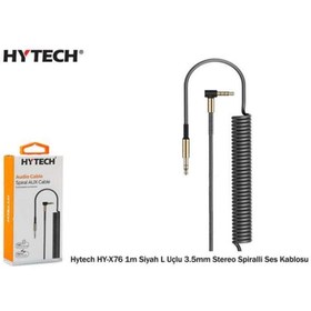 Resim Hytech Hy-x76 1m Siyah L Uçlu 3.5mm Stereo Spiralli Ses Kablosu 