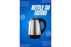 Resim TKÇ Elektrikli Paslanmaz Çelik Su Isıtcı Çelik Kettle 1.8 Lt. Uzun Ömürlü 