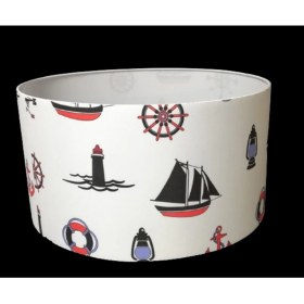 Resim Beyaz Denizci Lambader Şapkası, 38 cm Çap, Şık ve Zarif Tasarım 