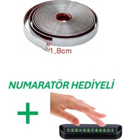 Resim Tiger Marketing Tüm Araçlara Uyumlu Yapışkanlı Nikelaj Şerit Bant Çıta 18MM 5 Metre Krom + (Numaratör Hediyeli) 