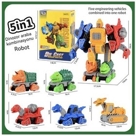 Resim Aurora Alaşım Deformasyon Arabası Beşi Bir Arada Robot Çocuk Oyuncağı Çok Renkli 