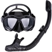 Resim Teltree Yetişkinler İçin Antiparazitli Dalış Maskesi Ve Kuru Solunum Tüpü İle Profesyonel Snorkel Seti - Mavi Siyah 