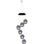 Resim Pabiflo Güneş LED Rüzgar Ahenge Lambası Paws Baskı Güneş Rüzgar Ahenge Kediler Köpek Pet Pawprint Güneş IP65 Su Geçirmez Asılı (Yurt Dışından) 