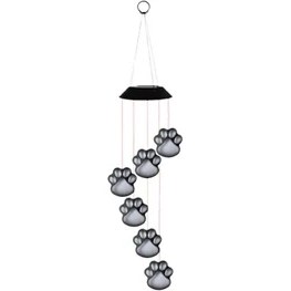 Resim Pabiflo Güneş LED Rüzgar Ahenge Lambası Paws Baskı Güneş Rüzgar Ahenge Kediler Köpek Pet Pawprint Güneş IP65 Su Geçirmez Asılı (Yurt Dışından) 