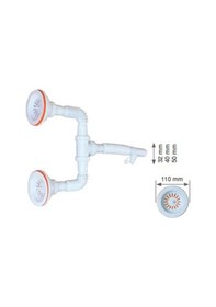 Resim Çöpmak Çift Gözlü Evye Sifonu Tahliyeli, Plastik 