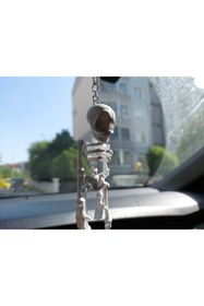 Resim Rex Aksesuar İskelet Ayna Süsü Beyaz Araba Süsü - Dikiz Aynası Süsü Zincirli 