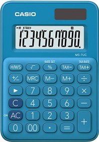 Resim Casio MS-7UC-BU 10 Hane Masaüstü Mavi Hesap Makinesi 