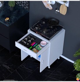 Resim Doqu M Set Ocak Altı Dolap 60x88x48 Cm 1 Çekmece 2 Kapaklı Ve 1 Gözlü Tüp Bölmeli Beyaz Dolap Beyaz 