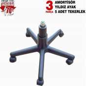 Resim Full Reyon Plastik Yıldız Ayak + 5 Tekerlek + 140'LIK Ithal Amortisör 