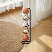 Resim Siyah Metal Spor Topu Depolama Rafı - Dayanıklı Çok Fonksiyonlu Organizatör Basketbol, Futbol, Voleybol vb. için - Ev Spor Salonu/Fitness Odası Aksesuarları, Basketbol Aksesuarları, Mükemmel Tatil Hediyesi - Ayarlanabilir Yükseklik Taşınabilir Basketbol Sistemi, Top Standı Tutucu, Spor Topu 