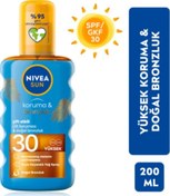 Resim Sun Spf30 Koruma & Bronzluk Güneş Yağı 200 Ml Sprey,yüksek Güneş Koruyucu Ve Doğal Bronzlaştırıcı 