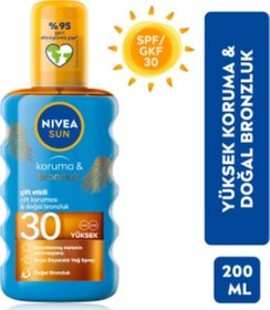 Resim Sun Spf30 Koruma & Bronzluk Güneş Yağı 200 Ml Sprey,yüksek Güneş Koruyucu Ve Doğal Bronzlaştırıcı 