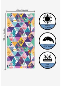 Resim TROPICAL SUMMER Dijital Baskılı 75x150 Cm Plaj Havlusu Lacivert 