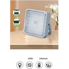 Resim Taşınabilir Hafif Şarjlı Kamp Lambası Mıknatıslı & Askılı 3 Farklı Işık Modlu Projeksiyon Lamba Gri 