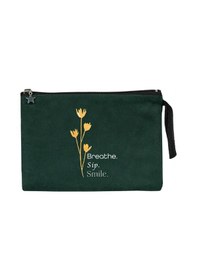 Resim Breathe, Sip, Smile - Yeşil Clutch Çanta Açık Yeşil 