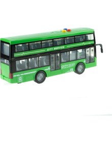 Resim Oyuncak Otobüs Iki Katlı Işıklı Sesli Sürtmeli Yeşil 30 cm 