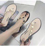 Resim Altın Terlik Kadın Yaz Sandalet Dışında Klip Toe Parmak Arası Terlik Taklidi Moda Ins Terlik Giymek Altın 