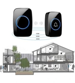 Resim Renklimestore Kablosuz Kapı Zili Ledli Uzaktan Kumandalı Işıklı Kapı Zili Yüksek Sesli 300MT Uzun Mesafeli - 1 Buton + 1 Zil 