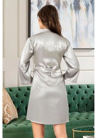 Resim Faal 5913 Kadın Saten Bride Sabahlık-gri Gri 