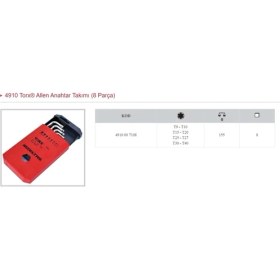 Resim İzeltaş 8 Parça Torx Allen Takımı 4910 00 7108 