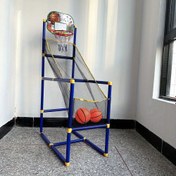 Resim Mavi & Sarı Çift Oyunculu Arcade Basketbol Oyun Seti - İç/Dış Mekan Eğlencesi ile Pompa & Toplar, Kolay Kapı Kurulumu, Dayanıklı ABS Malzeme, Ayarlanabilir Çerçeve, Gençler İçin Mükemmel Tatil & Doğum Günü Hediyesi, Basketbol Aksesuarları 