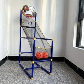 Resim Mavi & Sarı Çift Oyunculu Arcade Basketbol Oyun Seti - İç/Dış Mekan Eğlencesi ile Pompa & Toplar, Kolay Kapı Kurulumu, Dayanıklı ABS Malzeme, Ayarlanabilir Çerçeve, Gençler İçin Mükemmel Tatil & Doğum Günü Hediyesi, Basketbol Aksesuarları 