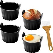 Resim 4 adet silikon kalıp, sıcak hava fritözü Air Fryer, yapışmaz fırın kalıbı, yumurta şekillendirici, kek kalıbı, tekrar kullanılabilir silikon parça, aksesuar, hava fritözü, pişirme, puding yumurta 