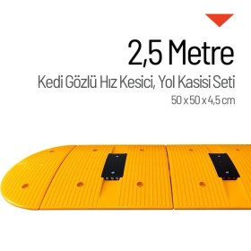 Resim İleri Trafik Kedi Gözlü Plastik Yol Kasisi Kapaklı Set - 2,5 Metre 