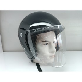 Resim Kt Kask Motosiklet Yarım Kask Yazlık Parlak Siyah 