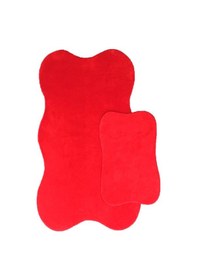 Resim Anatolia 2'li Kırmızı 80x140 + 50x70 Cm Büyük Ebat Banyo Paspası Kırmızı 