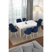 Resim Canisa Concept Via Serisi Açılabilir Beyaz Renk Mutfak Masası Takımı, Yemek Masası+6 Adet Sandalye 