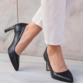 Resim Mio Gusto Beliz Hakiki Deri Siyah Stiletto 