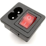 Resim Iec320 2-Pin Erkek Power Soketi - Işıklı Anahtarlı 