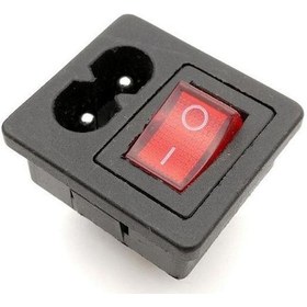 Resim Iec320 2-Pin Erkek Power Soketi - Işıklı Anahtarlı 