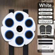 Resim Akıllı Kablosuz Müzik Boks Antrenörü - Duvara Montajlı, Ayarlanabilir Yükseklik, Düşük Gürültülü, USB Şarjı ile, Gece Saatleri Fitnessi için Eldivenler - Siyah/Beyaz 